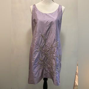 Eileen Fisher Purple Kala Embroidered Silk Taffeta Dress